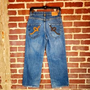 ROCAWEAR jeans Y2K size 14, 28x27, hip hop grunge embroidered pockets